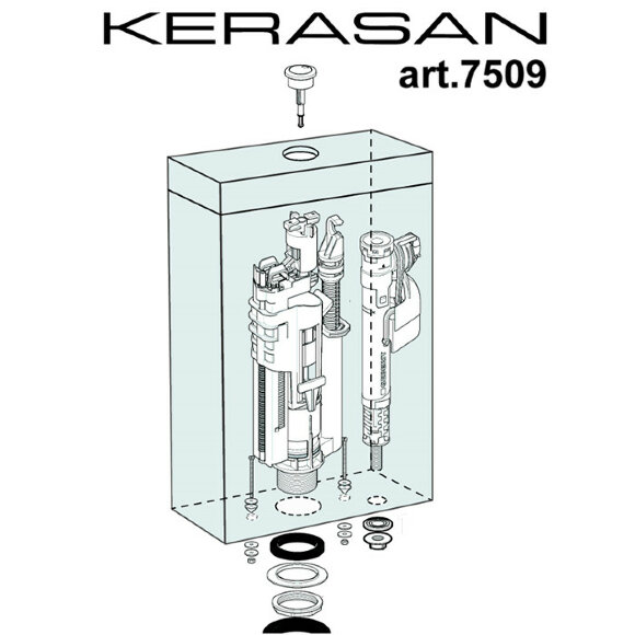 Механизм двойного слива GEBERIT с нижним подводом воды KERASAN Комплектующие Kerasan, 750990 Geberit цвет кнопки хром