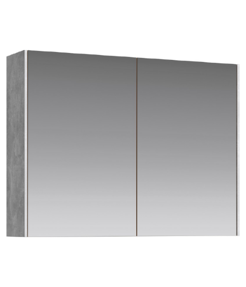 AQWELLA Mobi Зеркальный шкаф 80 см с двумя дверьми на петлях с доводчиком. Цвет бетон светлый - MOB0408+MOB0717BS