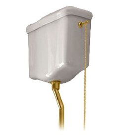 Механизм слива NEW "CATIS" для высокого бачка с держателем, ручка белая (слева или справа), без трубы KERASAN Retro, 754591 цвет: золото