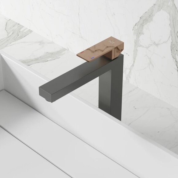 Смеситель NT9001НGG ADIGO HGG NT BAGNO цвет: серый матовый, рукоятка розовое золото