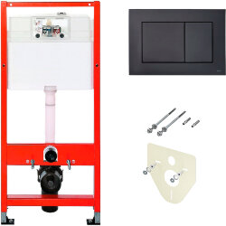 Tece Инсталляция для подвесного унитаза с Черной матовой клавишей смыва с шумоизоляцией Base - K440407