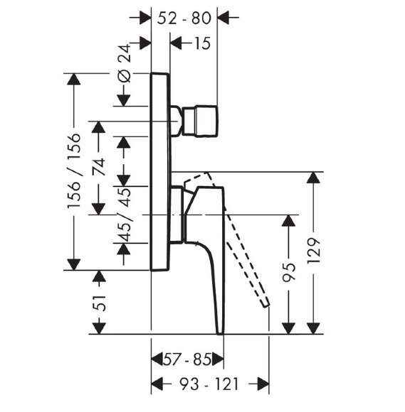 Встраиваемый смеситель для душа Hansgrohe Metropol 32545670 цвет: черный