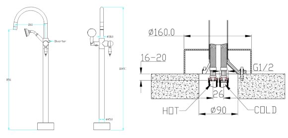 Смеситель для ванны Brillante 269 Хром Boheme