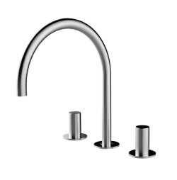 Смеситель для раковины на 3 отверстия без донного клапана, Nobu Bossini, INZ208.075 цвет: нержавеющая сталь Смеситель для раковины на 3 отверстия без донного клапана, Nobu Bossini, INZ208.075 цвет: нержавеющая сталь