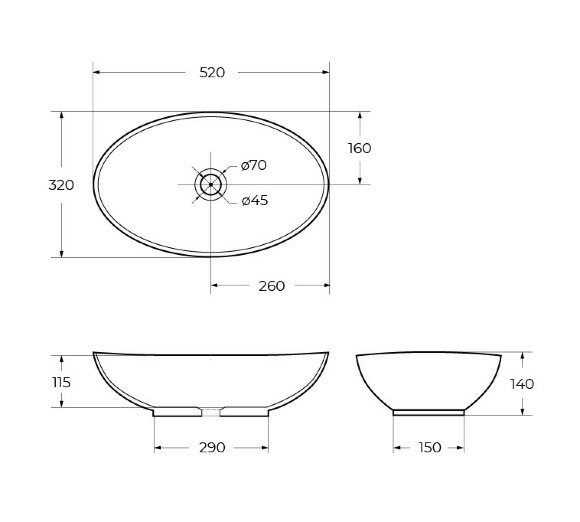 BelBagno Раковина керамическая накладная 530x330x140, овальная, глянцевый белый, арт. BB1147