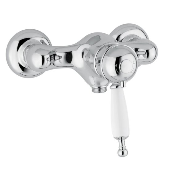 Смеситель для душа моноком. внешний, термостат., выход М1/2", ручка белая, Migliore Oxford, хром арт. 19130