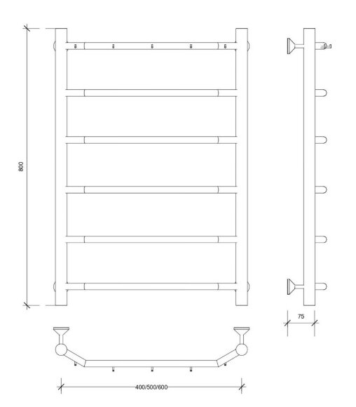 Полотенцесушитель водяной, хром, Secado 80x40, Агата 1 К - 4603777444006