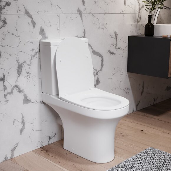 Унитаз-компакт безободковый, с сиденьем микролифт Skyline Damixa, арт. DX35C8600SC цвет: белый