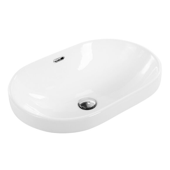 BelBagno Раковина керамическая полувстраиваемая 400x600x190, овальная, глянцевый белый, арт. BB1004