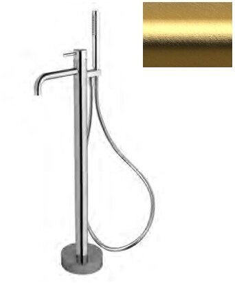 Смеситель для ванны, напольный, с ручным душем и шлангом 150см., Carlo Frattini Spillo Up F3034/6OS цвет: матовое золото