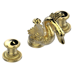 Смеситель для раковины на три отверстия устанавливаемый на борту с донным клапаном, THG Cygne, pvd золотистый цвет (H52) - G31-151 Смеситель для раковины на три отверстия устанавливаемый на борту с донным клапаном, THG Cygne, pvd золотистый цвет (H52) - G31-151