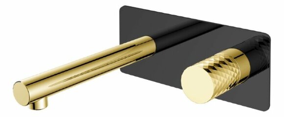 Смеситель для раковины Stick 125-BG Черный матовый Золото Boheme