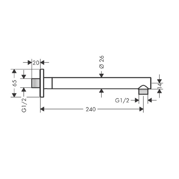 Кронштейн для душа 240 мм, Hansgrohe Vernis Shape 26405670 цвет: матовый черный