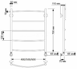Полотенцесушитель водяной SECADO 1 40х70, бронза - 4603777459284 Полотенцесушитель водяной SECADO 1 40х70, бронза - 4603777459284
