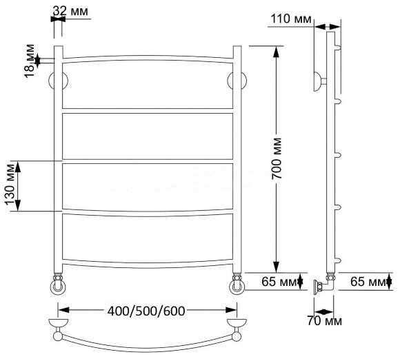 Полотенцесушитель водяной SECADO 1 40х70, бронза - 4603777459284