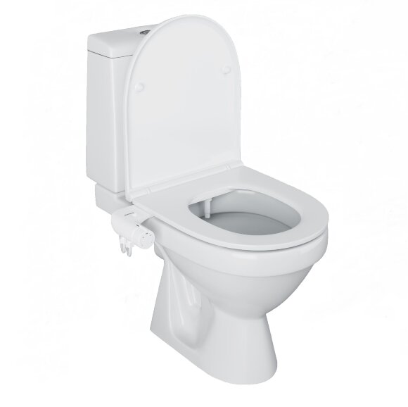 Унитаз-компакт безободковый с сиденьем микролифт и приставкой биде Origin Evo Damixa, арт. 421788607SC цвет: белый