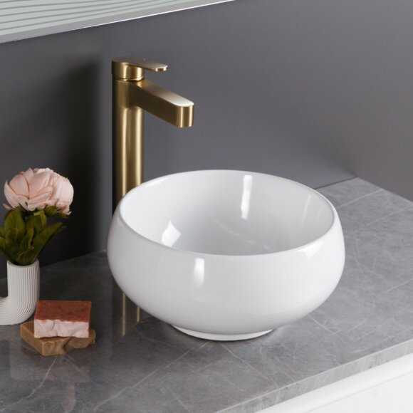 BelBagno Раковина накладная керамическая 315x315x160, круглая, глянцевый белый, арт. BB1114