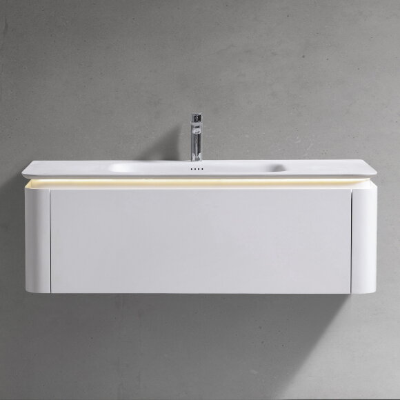 Тумба с раковиной (1200x520x400), U925.1200, DTS Corian раковина-столешница, LED light, Black&White арт. 9251200