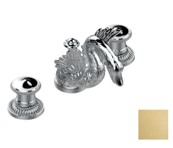 Смеситель для раковины на три отверстия устанавливаемый на борту с донным клапаном, THG Cygne, pvd матовый золотистый (H53) - G31-151 Смеситель для раковины на три отверстия устанавливаемый на борту с донным клапаном, THG Cygne, pvd матовый золотистый (H53) - G31-151