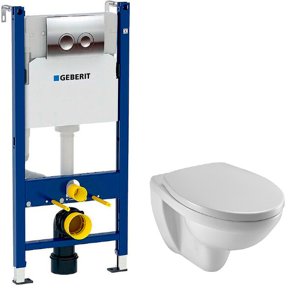 Комплект унитаза Patio edv102-00+e70021-00 с инсталляцией geberit duofix up100 458.124.21.1 с сиденьем микролифт и клавишей смыва хром  Jacob Delafon арт. EDV102-00+458.124.21.1+E70021-00