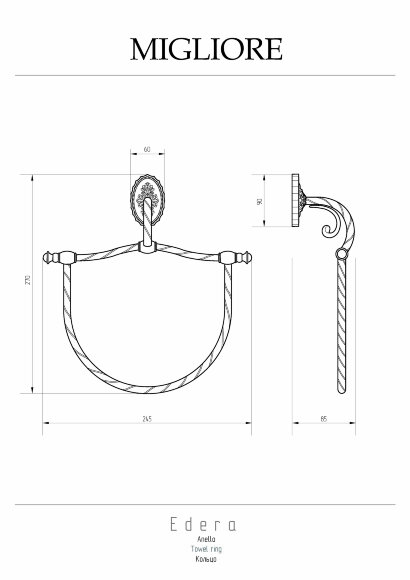Кольцо для полотенца, Migliore Edera, золото арт. 16941