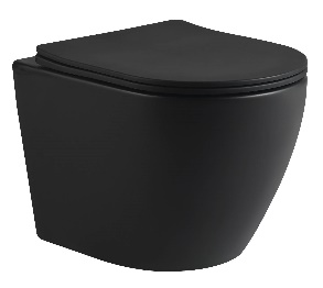 Унитаз подвесной SantiLine,безободковый, система смыва Tornado (сиденье микролифт) цвет: черный