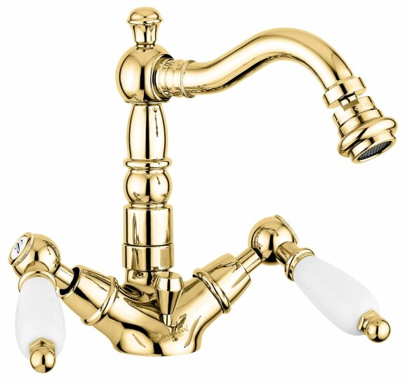 Смеситель с донным клапаном для биде, Emmevi Deco Ceramic, 121614/OR цвет: золото