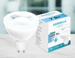 Лампа светодиодная GU10 7W 4200K   207864, Ambrella light цвет: белый