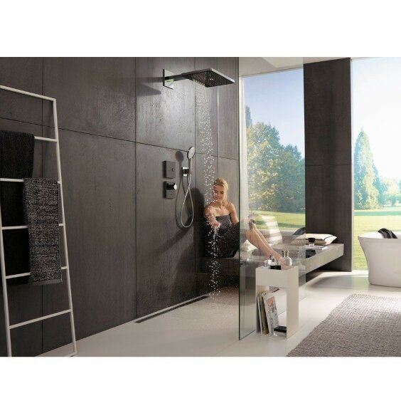 Hansgrohe верхний душ с настенным кронштейном скрытого монтажа, Rainmaker Select, матовый хром арт. 24007400