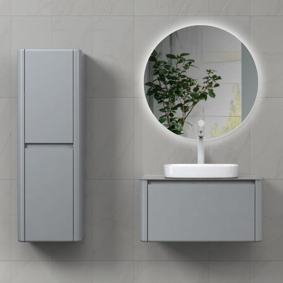 Тумба с раковиной (800x495x400), U915.800, Blum металлический ящик, керамогранит, раковина, Black&White арт. 915800