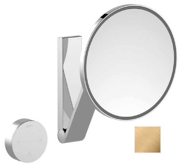 Зеркало косметическое с подсветкой KEUCO (iLook_move), круглое с сенсорной панелью, шлифованная бронза, арт. 17612 039002