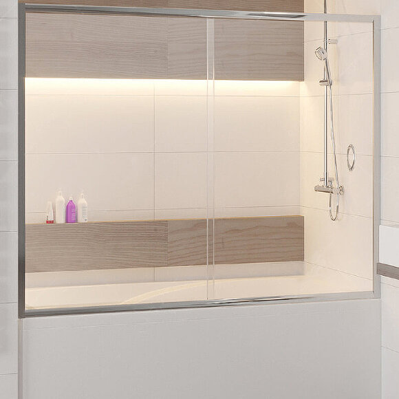 RGW Шторка на ванну sc-62 150x150 профиль хром стекло прозрачное алюминий, стекло арт. 01116215-11