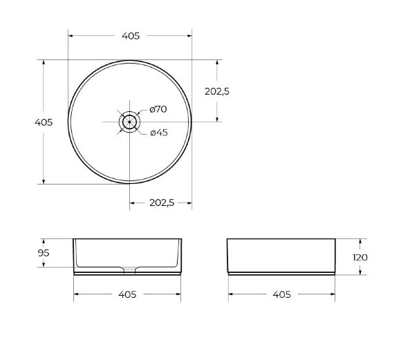 BelBagno Раковина накладная керамическая 375x375x120, круглая, глянцевый белый, арт. BB1357