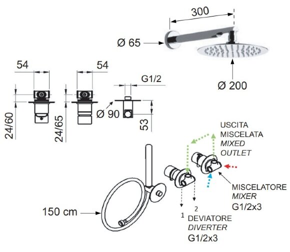 Душевой комплект Remer X STYLE X96S02, цвет: хром