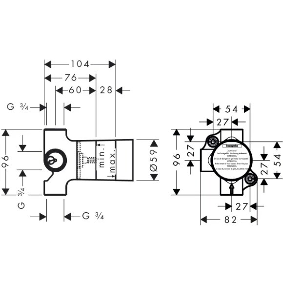 Hansgrohe запорного/переключающего вентиля, Trio, арт. 15981180