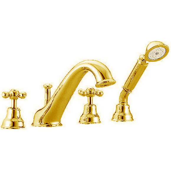 Смеситель на борт ванны на 4 отверстия CISAL Arcana Ceramic цвет: золото арт. AC00026424