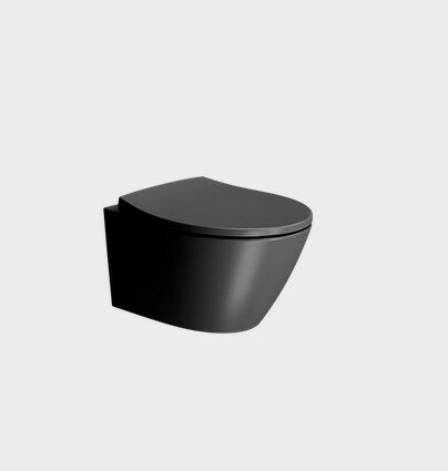 Унитаз подвесной 37х52 см, черный, матовый, без крепежа в комплекте, безободковый, без сиденья, тихий смыв, GSI Modo - 981626