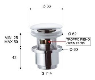 Автоматический донный клапан Remer с переливом 905CC2114, цвет хром в Москве