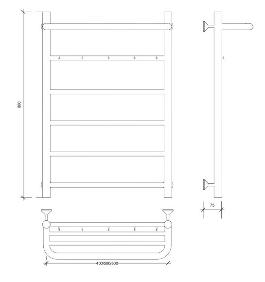 Полотенцесушитель водяной, черный, Secado 80x40, Триада 1 КСП - 4673739228838 Полотенцесушитель водяной, черный, Secado 80x40, Триада 1 КСП - 4673739228838