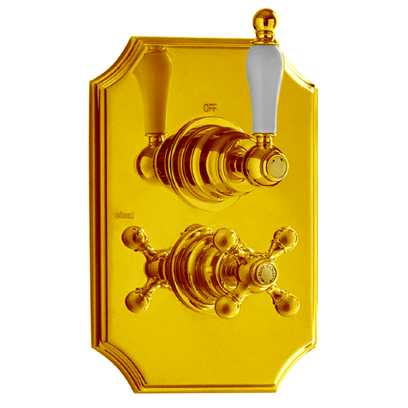 Термостатический смеситель с переключателем на 2 выхода CISAL Arcana Toscana цвет: золото/белый арт. TS01810024