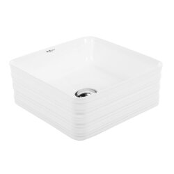 BelBagno Раковина накладная керамическая 380x380x150, квадратная, глянцевый белый, арт. BB1407