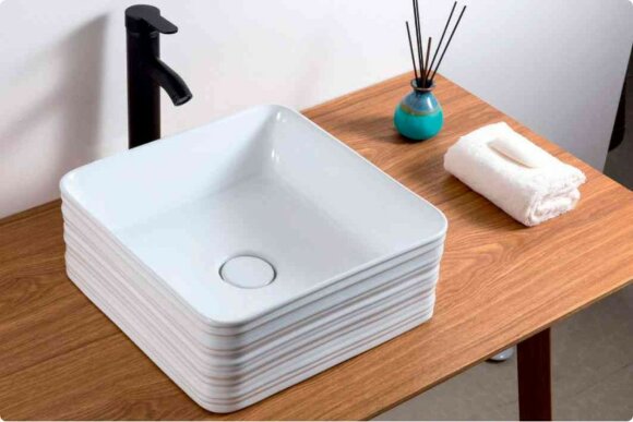 BelBagno Раковина накладная керамическая 380x380x150, квадратная, глянцевый белый, арт. BB1407