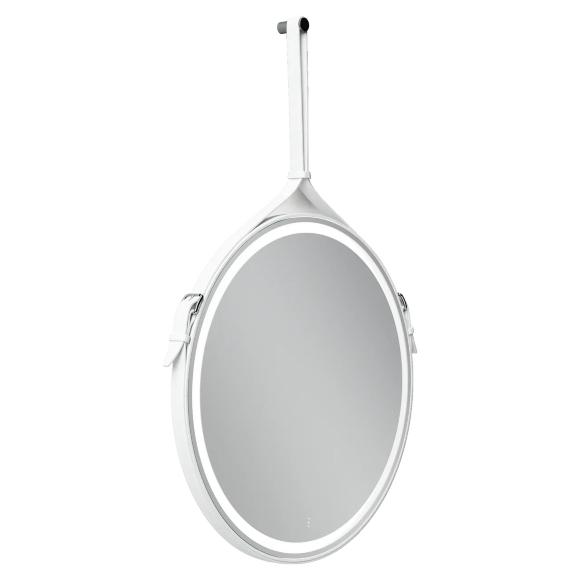 Зеркало для ванной комнаты  SANCOS Dames D650 с подсветкой , ремень из натуральной белой кожи, арт. DA650W