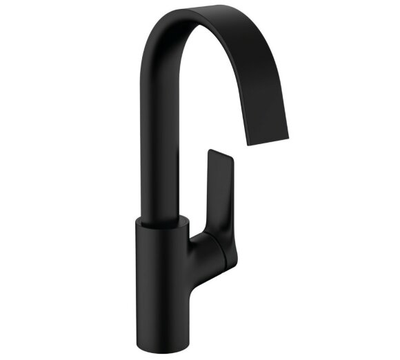 Hansgrohe смеситель для раковины с поворотным изливом без сливного гарнитура, Vivenis, матовый черный арт. 75032670
