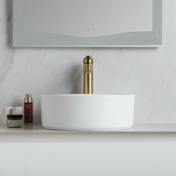 BelBagno Раковина накладная керамическая 390x390x130, круглая, глянцевый белый, арт. BB1342H300