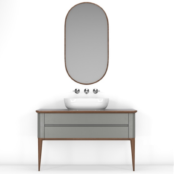Комплект мебели Noken (тумба со столешницей, ножки, раковина, зеркало) серый/орех - 100269491