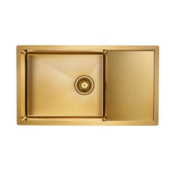 Кухонная мойка из нержавеющей стали  PLATTE Paulmark 780х440мм, PM807844-BG цвет: брашированное золото