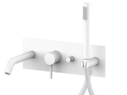 Paffoni Встраиваемый смеситель для ванны и душа (2 выхода) с накладкой из нержавеющей стали 350x120мм и ручным душем, встраиваемая часть в комплекте арт. LIG001BO Paffoni Встраиваемый смеситель для ванны и душа (2 выхода) с накладкой из нержавеющей стали 350x120мм и ручным душем, встраиваемая часть в комплекте арт. LIG001BO