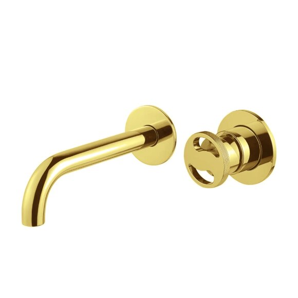 Смеситель для раковины скрытого монтажа моноком. настенный, на 2 отв. излив L19 см, Migliore Reversa, золото арт. 28201