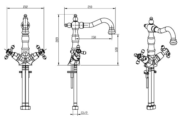 Смеситель для раковины Satine 272-ST Хром Boheme